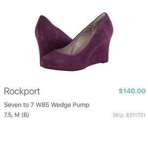 🎉EUC Rockport Seven to 7 W85 Purple Wedge Pump